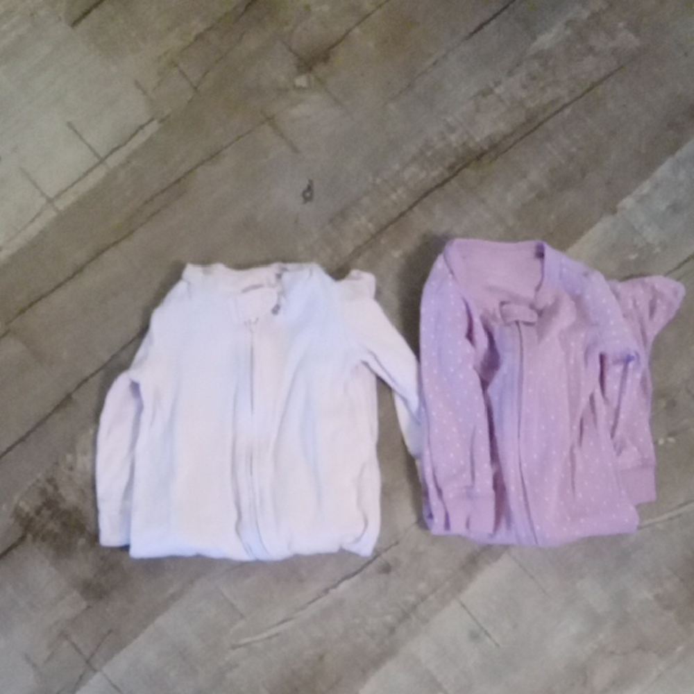 Kids' Purple and White Long Sleeve With Feet Pjs